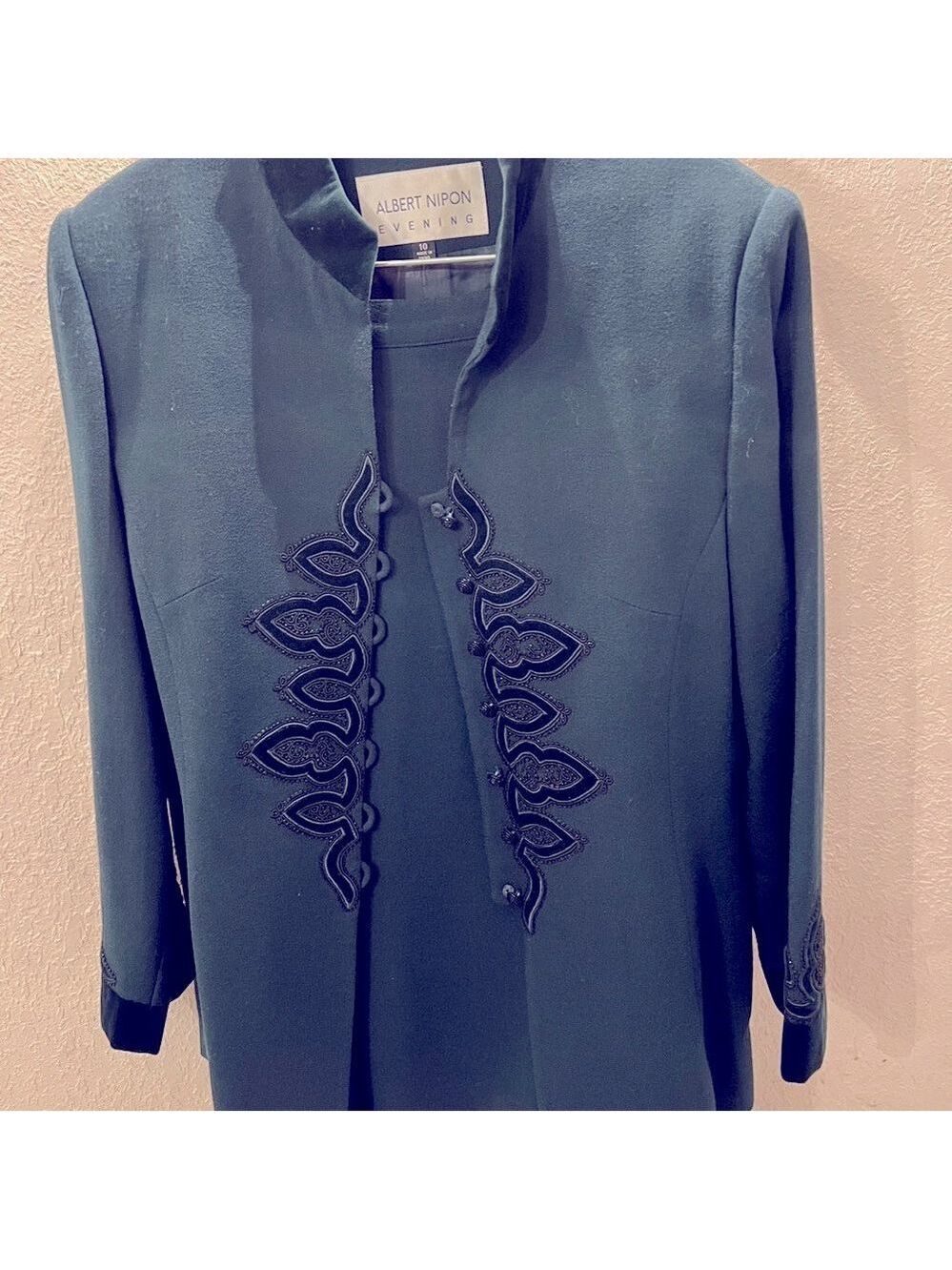 Albert Nipon Emerald Green Evening Suit Jacket And Pencil Skirt